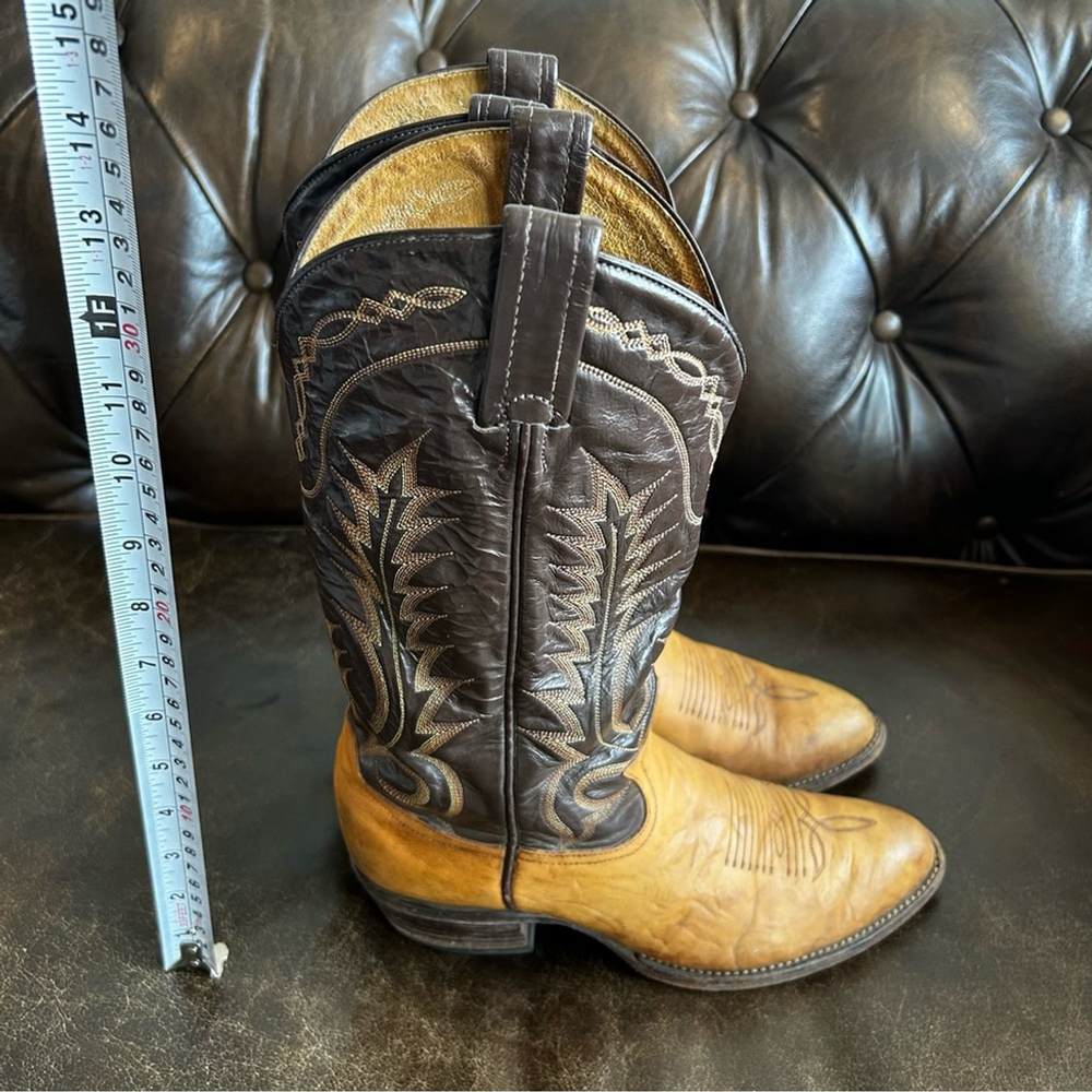Tony Lama Menβs Brown and Tan Cowboy size 7.5D (Standard Width) - Picture 7 of 10
